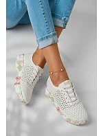 Kožené otevřené dámské polobotky bílé Telina