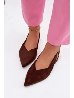 Baleríny se Zlatým Přezkou Eko Semišové Čokoládové Palerra