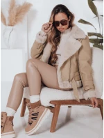 Dámská zimní bunda ramoneska s kožešinou béžová FashionStreet TY4993 Dámská zimní bunda ramoneska s kožešinou béžová FashionStreet TY4993
