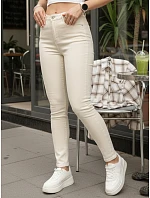 Dámské skinny džíny s vysokým pasem béžové FashionStreet UY2942