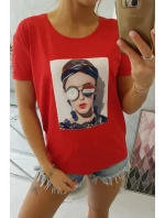 Halenka s ženskou grafikou červená Halenka s ženskou grafikou červená