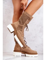 Pracovní kožené vysoké boty Nicole svetlě hnědá 2706