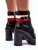 Masivní Kůže Boty Na Sloupku Černé Adrijana