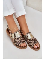 Zazoo 40385 Dámské Kožené Sandály S Leopardím Vzorem Hnědé