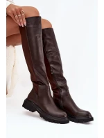 Vklouzávací dámské kozačky z ekokůže čokoládové Sylvina