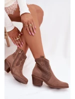 Dámské otevřené kotníkové boty na podpatku S.Barski HY61-8013 Hnědé