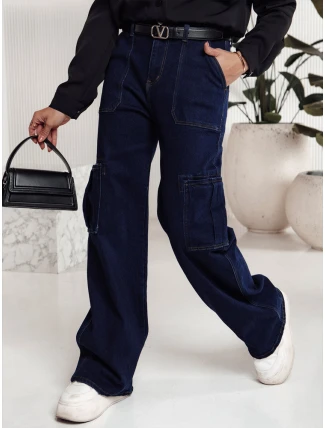 Dámské kalhoty FITZONE denim cargo tmavě modré FashionStreet UY2243