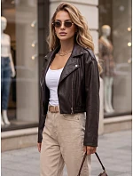 Dámská kožená bunda ve stylu „ramoneska“, hnědá, FashionStreet TY5954