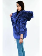 Dámská manšestrová bunda v chrpové barvě s kapucí (7696) Dámská manšestrová bunda v chrpové barvě s kapucí (7696)