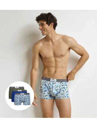 Pánské módní boxerky 3 ks DIM VIBES BOXER 3x - DIM - modrá Pánské módní boxerky 3 ks DIM VIBES BOXER 3x - DIM - modrá