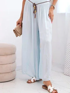 Dámské kalhoty z viskózy se širokými nohavicemi modrý