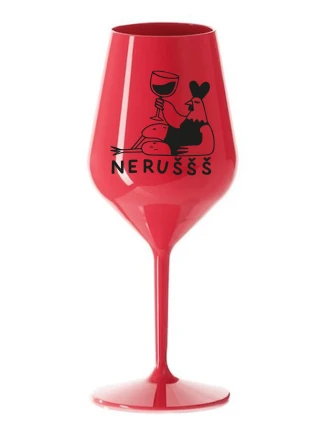 NERUŠŠŠ - červená nerozbitná sklenice na víno 470 ml