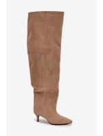 Kozačky na podpatku 3307 khaki - Step in style