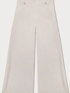 Světle béžové elegantní široké dámské kalhoty (33575)