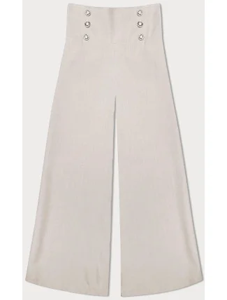 Světle béžové elegantní široké dámské kalhoty (33575) Světle béžové elegantní široké dámské kalhoty (33575)