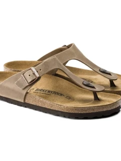 Dámské žabky Birkenstock Gizeh Oiled Leather Tabacco Brown Narrow (0943813) dámské