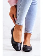 Černé klasické kožené baleríny Stacee