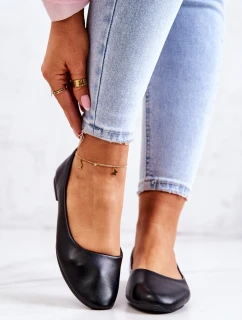 Černé klasické kožené baleríny Stacee