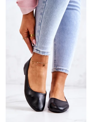 Černé klasické kožené baleríny Stacee Černé klasické kožené baleríny Stacee