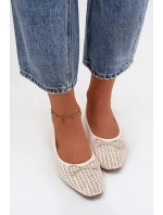 Baleríny S Pletením A Mašlí Ecru Belirra