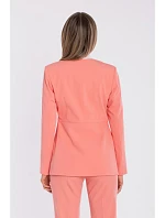 S432 Elegantní sako s ozdobnou mašlí - lososově růžové