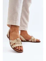 Zazoo Pohodlné kožené nazouvací sandály, béžová