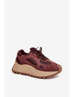 Kožené dámské tenisky  na platformě Big Star HI-POLY SYSTEM – bordó