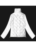 Dwustronna pikowana kurtka ze stójką Goodlookin biała-panterka (B8579-26)