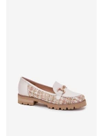 Dámské Kožené Mokasíny Se Zlatým Detailem Světle Béžové Laura Messi 2938