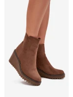 Zateplené boty na platformě z eko semiše hnědé Mavona