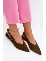 Baleríny se Zlatým Přezkou Eko Semišové Olivové Palerra