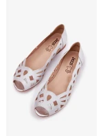 Dámské perforované baleríny s otevřenou špičkou Calgis – stříbrné