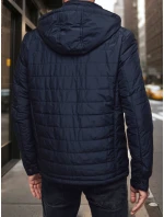 Pánská přechodná prošívaná bunda s kapucí tmavě modrá FashionStreet TX5004