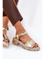 Eko Kožené Sandály Dámské S Přezkou Zlaté Gofielle