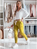 Dámské látkové chinos kalhoty s páskem ROSSALI hořčicové FashionStreet UY2533