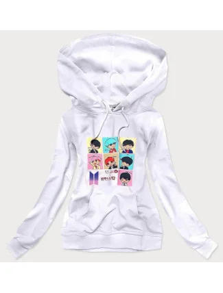 Bílá dámská sportovní mikina s potiskem (N7283) Bílá dámská sportovní mikina s potiskem (N7283)