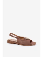 Dámské Sandály S Ozdobným Srdcem Tmavě Béžové S.Barski KV27-018