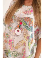 Dámská bavlněná blůza s motivem motýlů s krátkým rukávem bílá