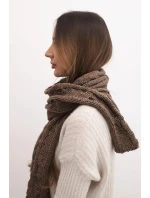 Dámský klasický vlněný šátek s copánkovým vzorem KN22 mocca