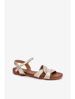 Ploché Lesklé Sandály Dámské S.Barski KV51-022 Zlaté Ploché Lesklé Sandály Dámské S.Barski KV51-022 Zlaté