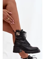 Kožené dámské workery na klíně s ozdobným detailem Artiker 57C0211 bordó