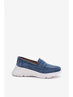Dámské mokasíny z přírodního semiše na platformě Vinceza 79626 tmavě modré