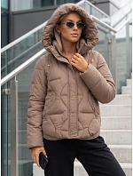 Dámská zimní prošívaná bunda s kapucí, béžová, FashionStreet TY5941