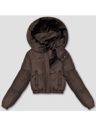 Krátká zimní bunda typu puffer v čokoládové barvě J Style (5M3360-158)