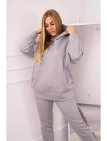 Zateplený set s mikinou s kapucí šedý