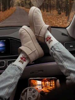 Dámské ponožky Medvěd v svetříku Ecru