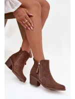 Dámské boty na podpatku S.Barski HY52-538 hnědé