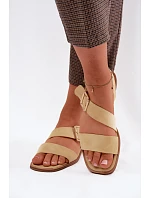 Dámské sandály na ploché podrážce se zlatou přezkou Žluté Verissea