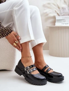 Polobotky Dámské S Pásky Lakované Černé Terione