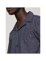Pánská pyžamová košile UM0UM02992 02E tm modrá s potiskem - Tommy Hilfiger